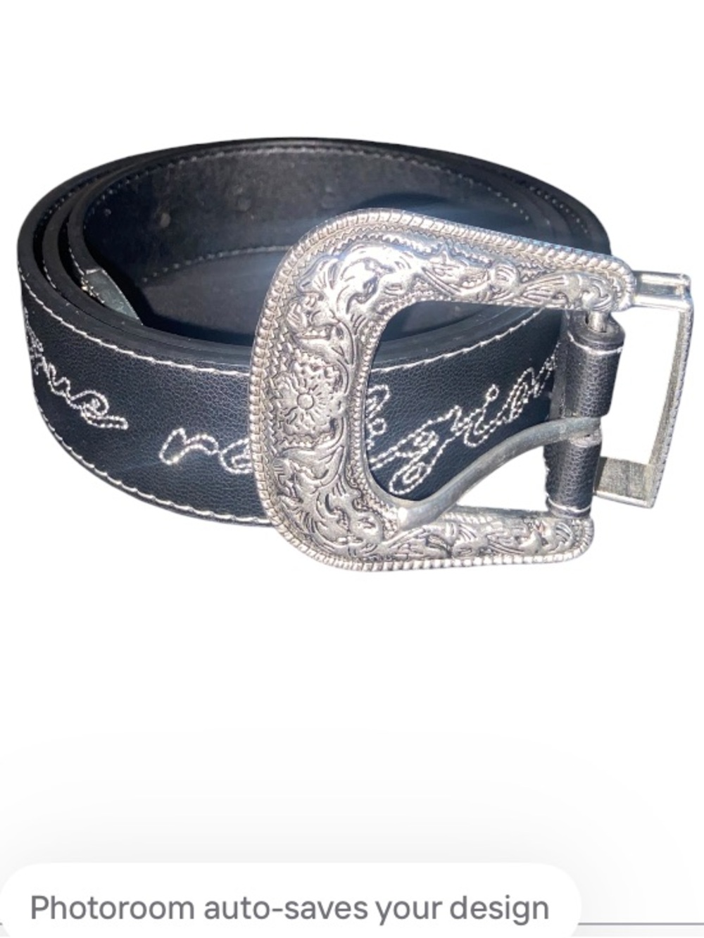Men’s True Religion Men's Black Giddy Up Western Buckle Belt - Picture 3 of 6